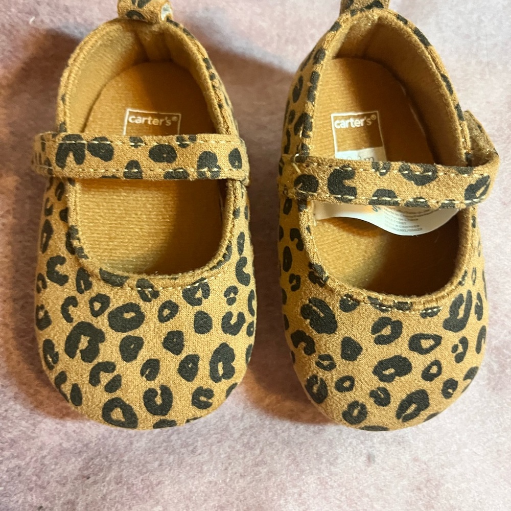Carters cheetah print baby girl shoes